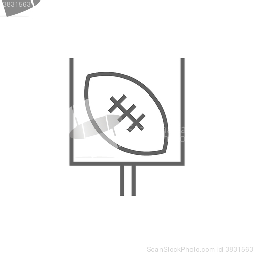 Image of Gate and ball for rugby line icon.