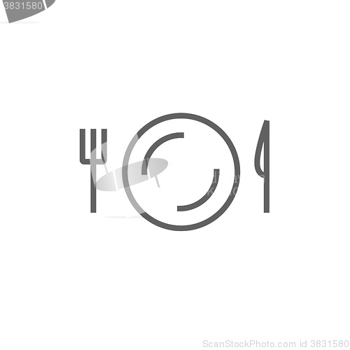 Image of Plate with cutlery line icon.
