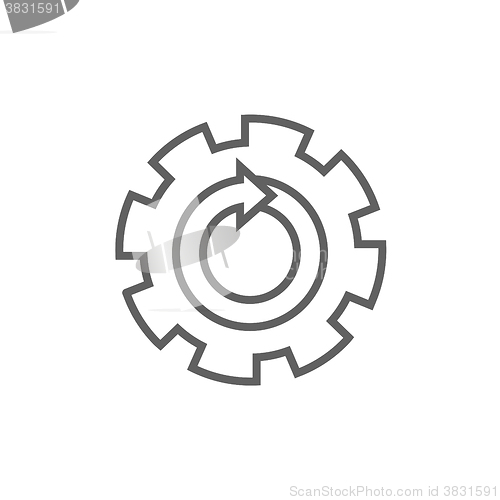 Image of Gear wheel with arrow line icon.