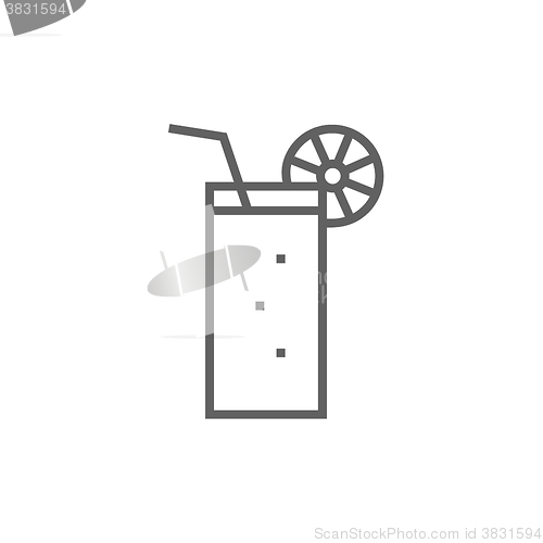 Image of Glass with drinking straw line icon.
