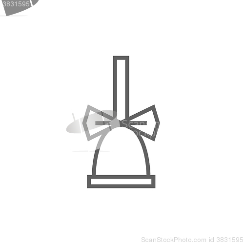 Image of School bell with ribbon line icon.
