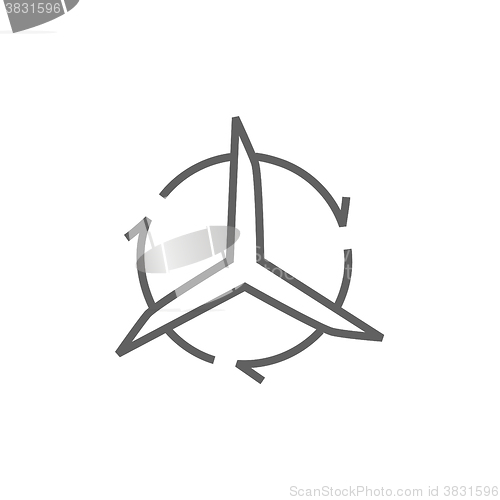 Image of Windmill with arrows line icon.