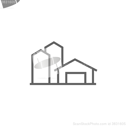 Image of Farm buildings line icon.