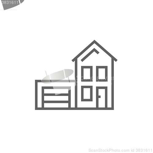 Image of House with garage line icon.