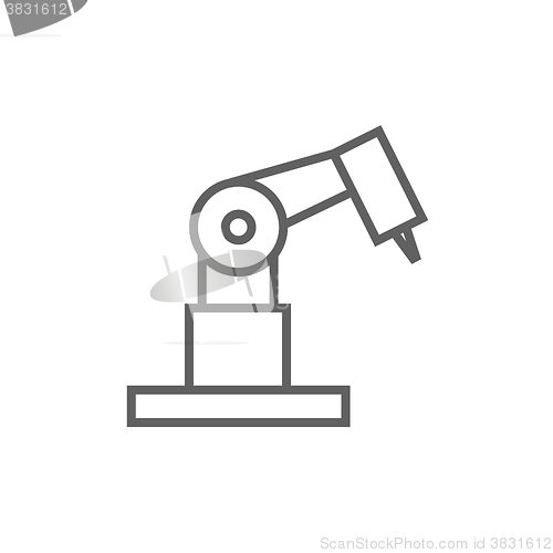 Image of Industrial mechanical robot arm line icon.