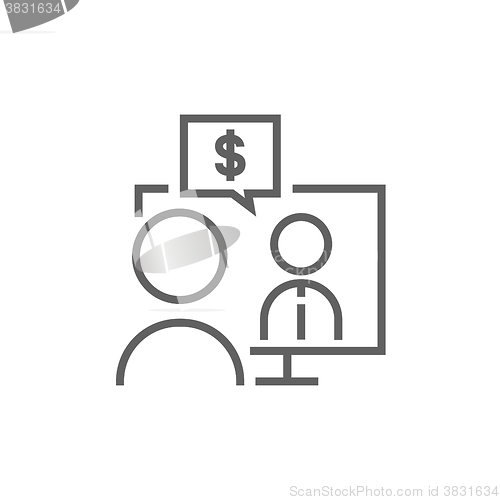 Image of Business video negotiations line icon.