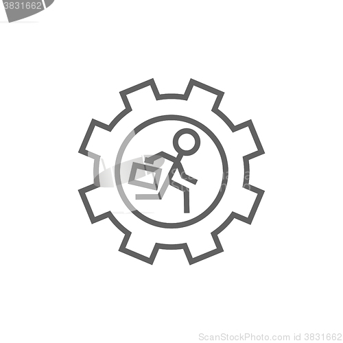 Image of Man running inside the gear line icon.