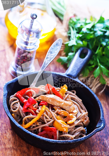 Image of soba with meat and vegetables