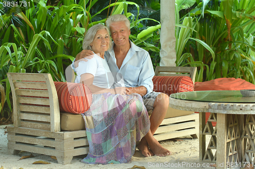 Image of Senior couple near hotel resort