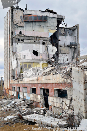 Image of Pieces of Metal and Stone are Crumbling from Demolished Building Floors