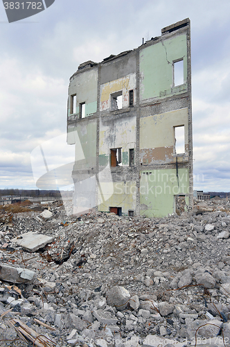 Image of Pieces of Metal and Stone are Crumbling from Demolished Building Floors