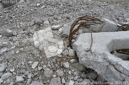 Image of Pieces of Metal and Stone are Crumbling from Demolished Building Floors