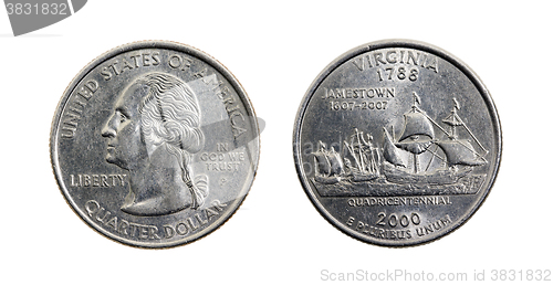 Image of American quarter dollar isolated  