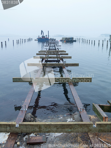 Image of building a new pier on the water