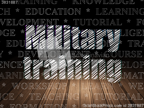 Image of Learning concept: Military Training in grunge dark room