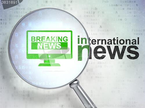 Image of News concept: Breaking News On Screen and International News with optical glass