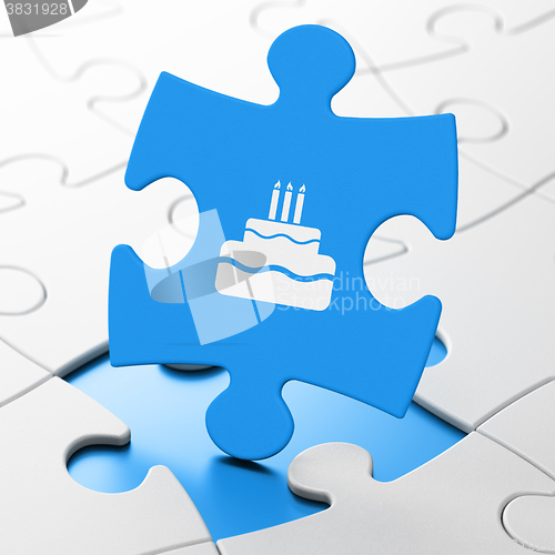 Image of Entertainment, concept: Cake on puzzle background