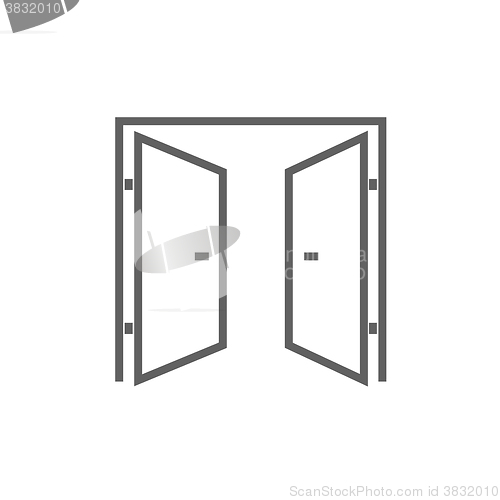 Image of Open doors line icon.