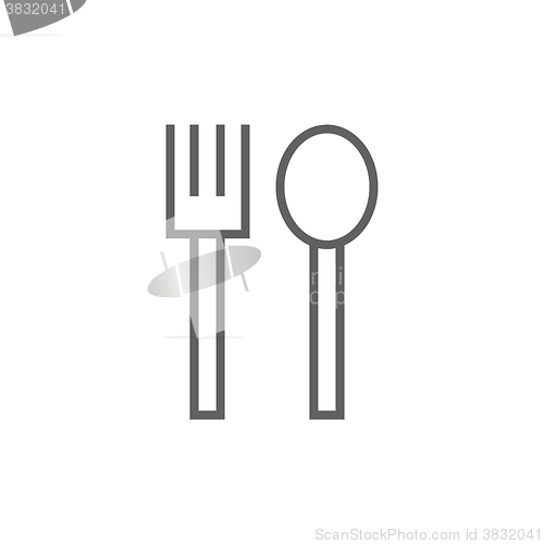 Image of Spoon and fork line icon.