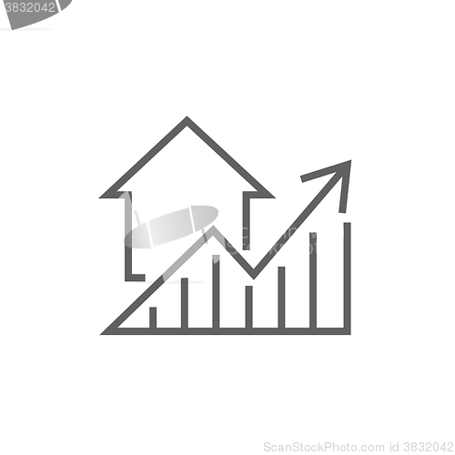 Image of Graph of real estate prices growth line icon.