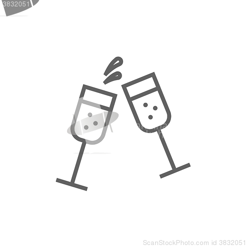 Image of Two glasses of champaign line icon.