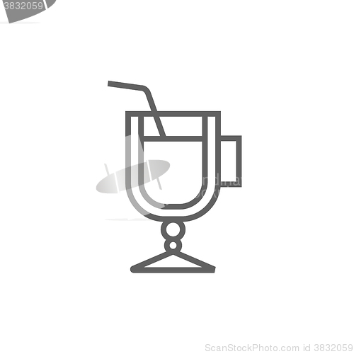 Image of Glass with drinking straw line icon.