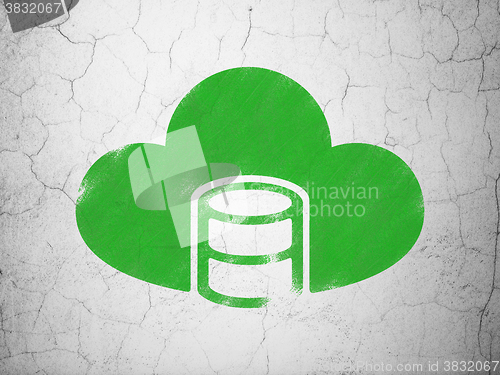 Image of Programming concept: Database With Cloud on wall background