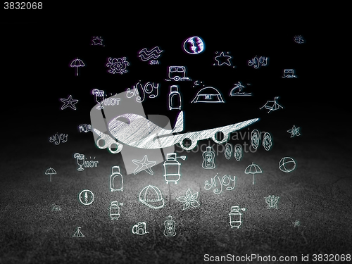 Image of Tourism concept: Airplane in grunge dark room