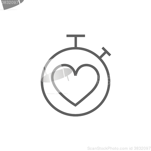 Image of Stopwatch with heart sign line icon.