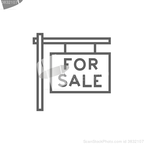 Image of For sale placard line icon.