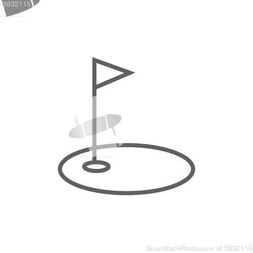 Image of Golf hole with flag line icon.