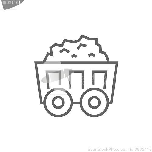 Image of Mining coal cart line icon.