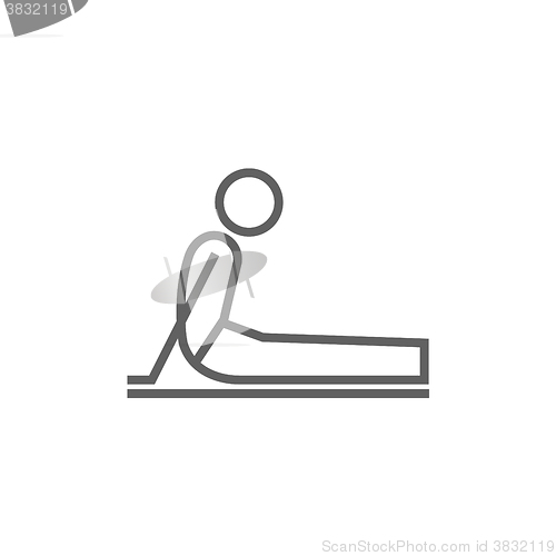 Image of Man practicing yoga line icon.