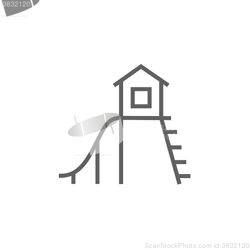 Image of Playhouse with slide line icon.