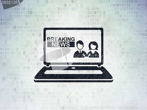 Image of News concept: Breaking News On Laptop on Digital Paper background