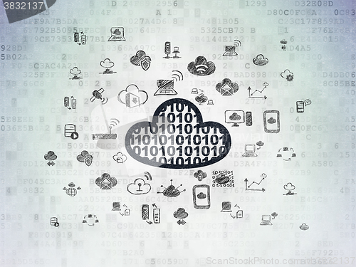 Image of Cloud technology concept: Cloud With Code on Digital Paper background
