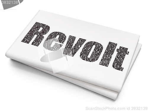 Image of Politics concept: Revolt on Blank Newspaper background