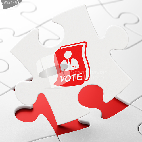 Image of Politics concept: Ballot on puzzle background