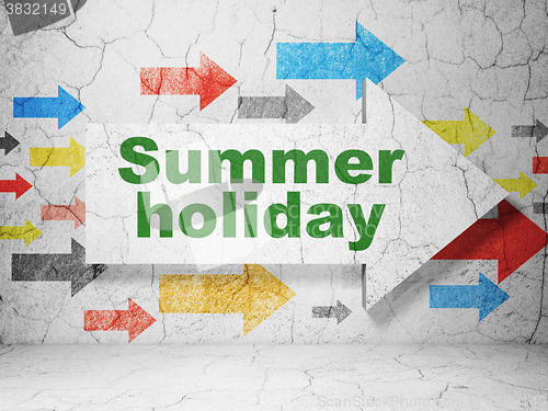 Image of Tourism concept: arrow with Summer Holiday on grunge wall background