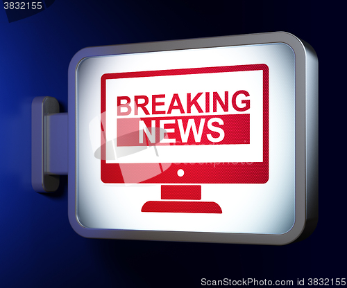 Image of News concept: Breaking News On Screen on billboard background