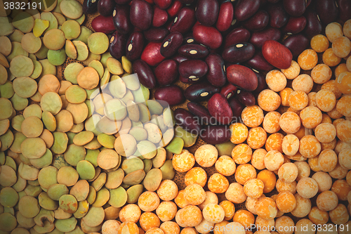 Image of bean, lentil and pea background