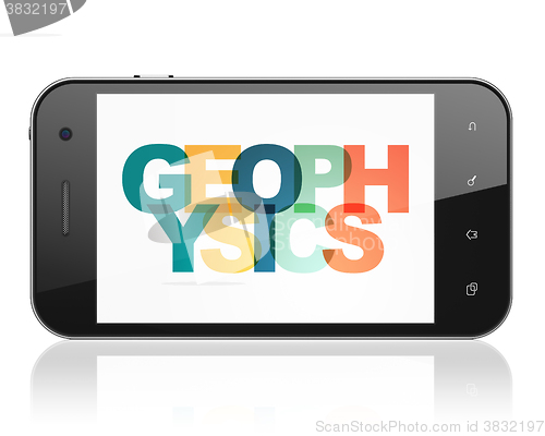 Image of Science concept: Smartphone with Geophysics on  display