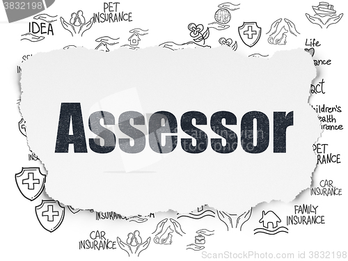 Image of Insurance concept: Assessor on Torn Paper background