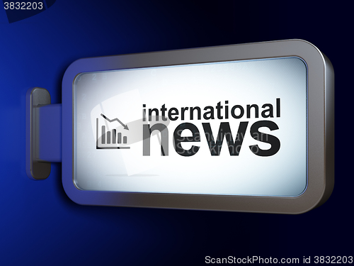 Image of News concept: International News and Decline Graph on billboard background