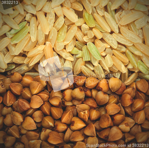 Image of brown rice and buckwheat