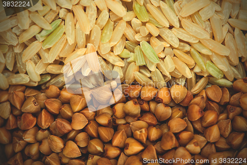 Image of buckwheat and rice background