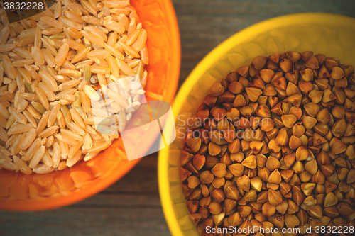 Image of brown rice and buckwheat