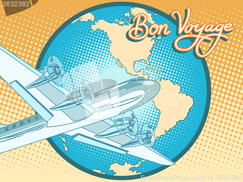 Image of Bon voyage abstract retro plane poster