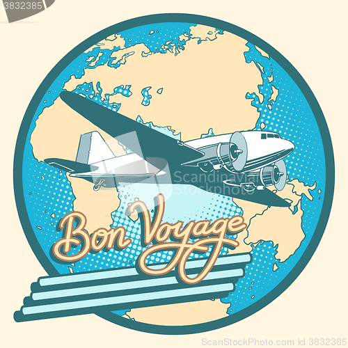 Image of Bon voyage abstract retro plane poster