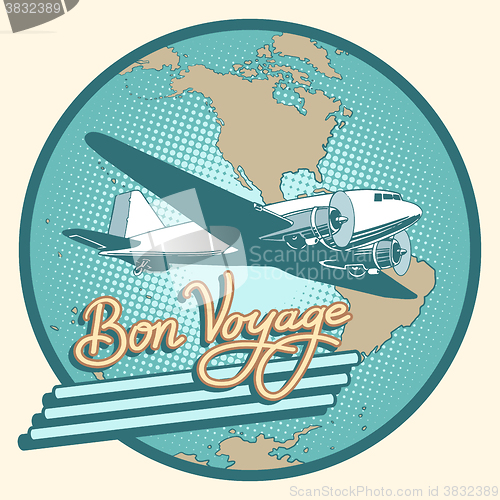 Image of Bon voyage abstract retro plane poster